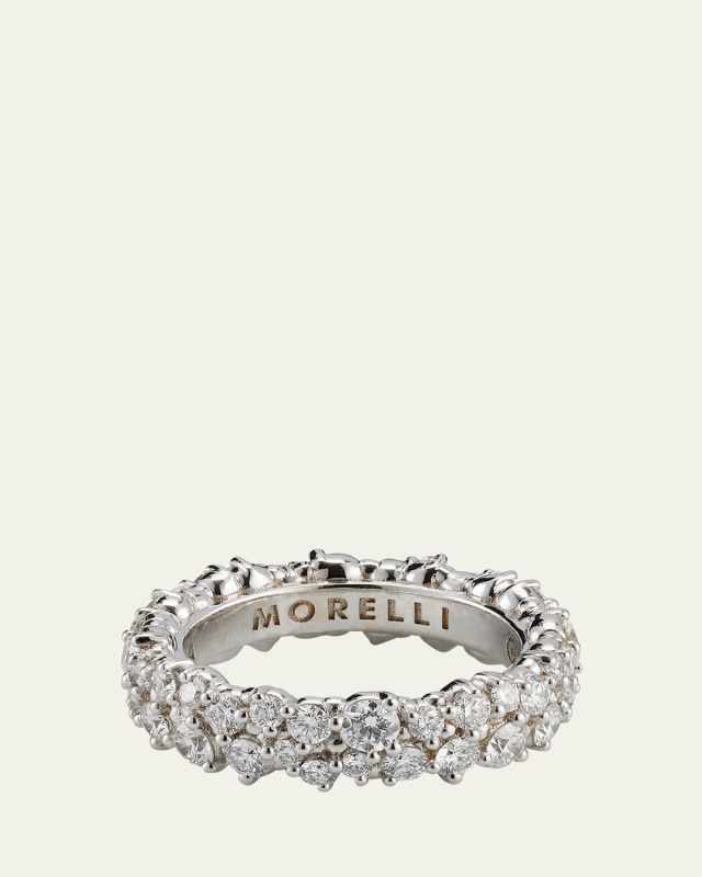 6mm Confetti Diamond Band Ring in 18K White Gold, Size 6.5